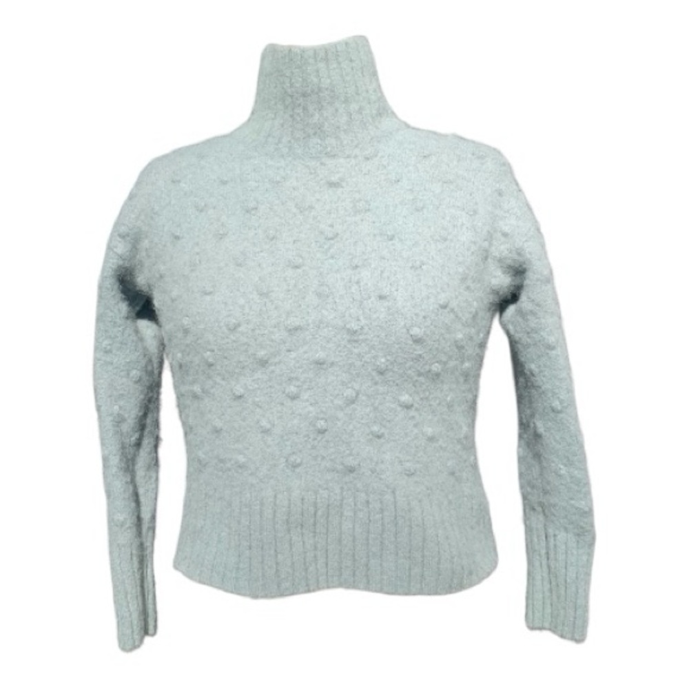 Everlane Alpaca Mint Pastel Green Popcorn Stitch Mock Turtleneck Sweater Size S